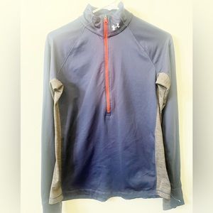 Under Armour Navy & Gray Colorblock Long Sleeve 1/2 Zip Running Jacket